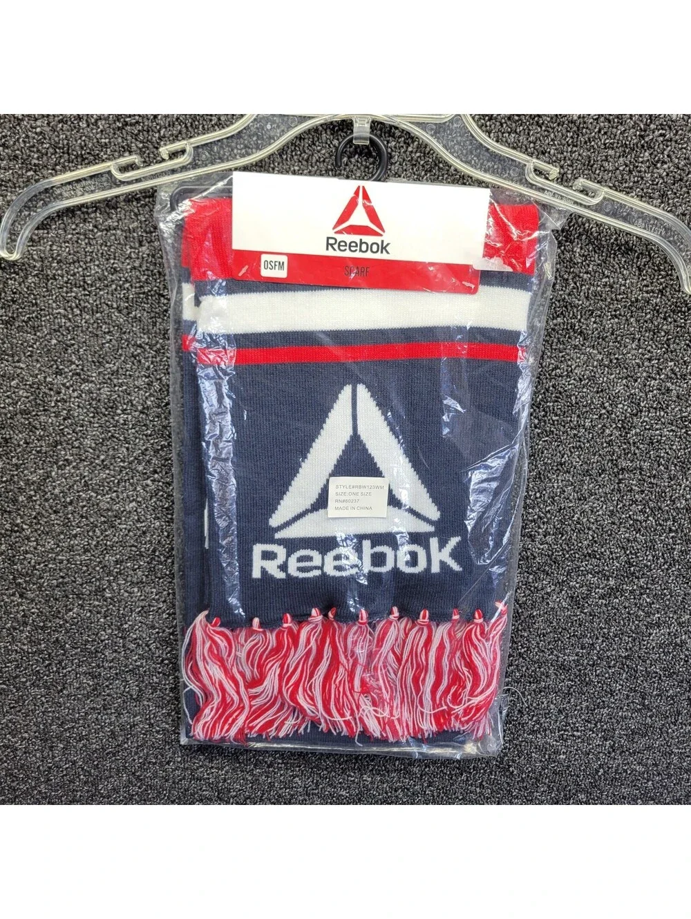 Reebok Rally Scarf with Fringe Soft Recycle Material Logo NEW with Tag